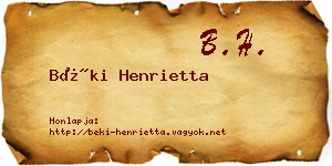 Béki Henrietta névjegykártya